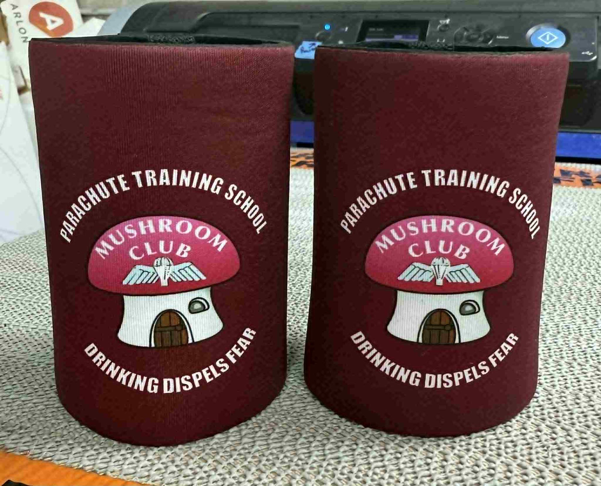 PARACHUTE TRAINING SCHOOL STUBBY COOLERS