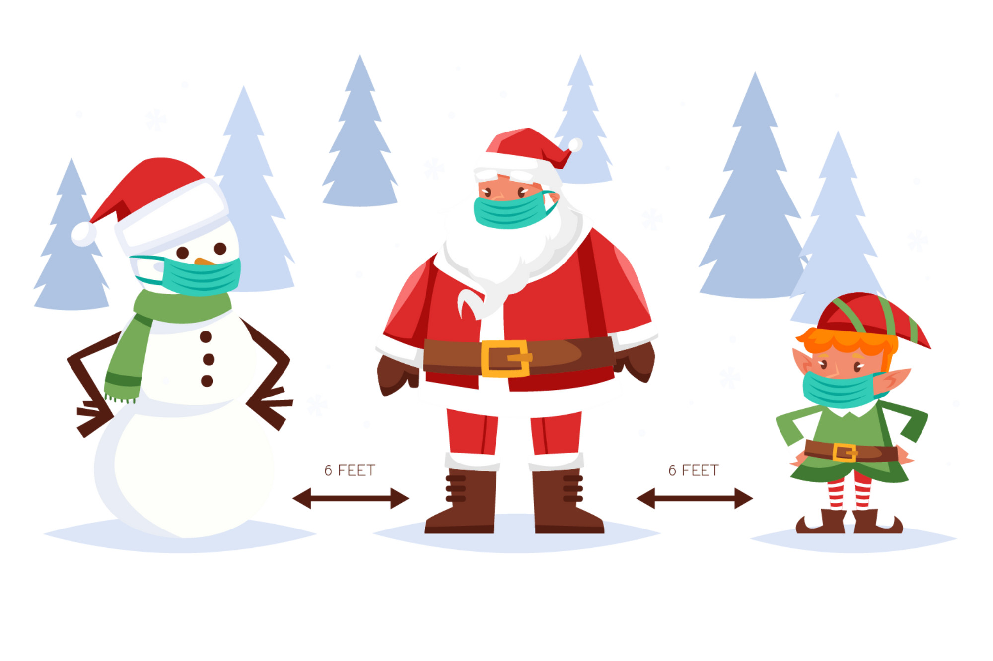 Santa snowman elf wearing mask