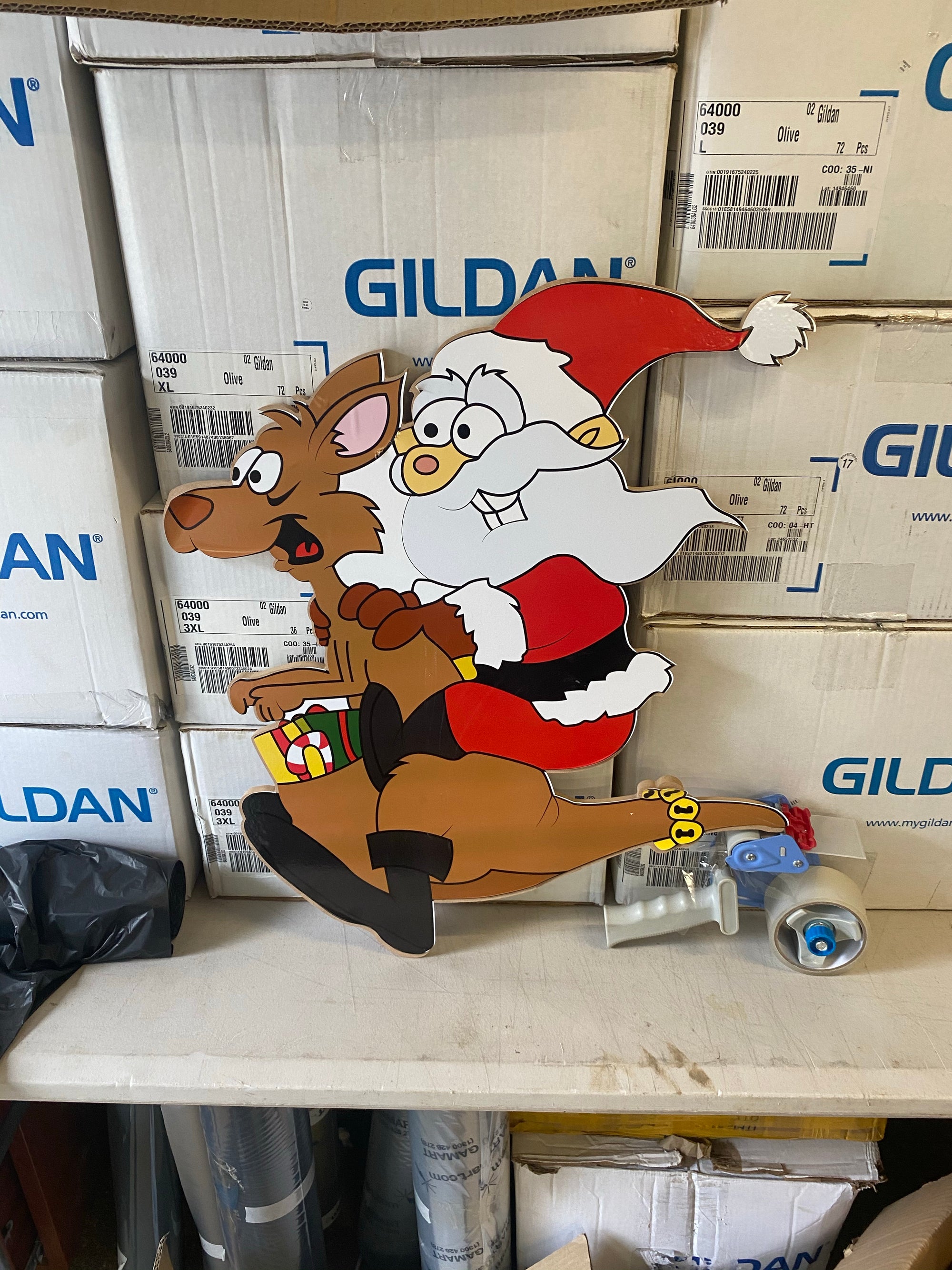 Santa on kangaroo cut out