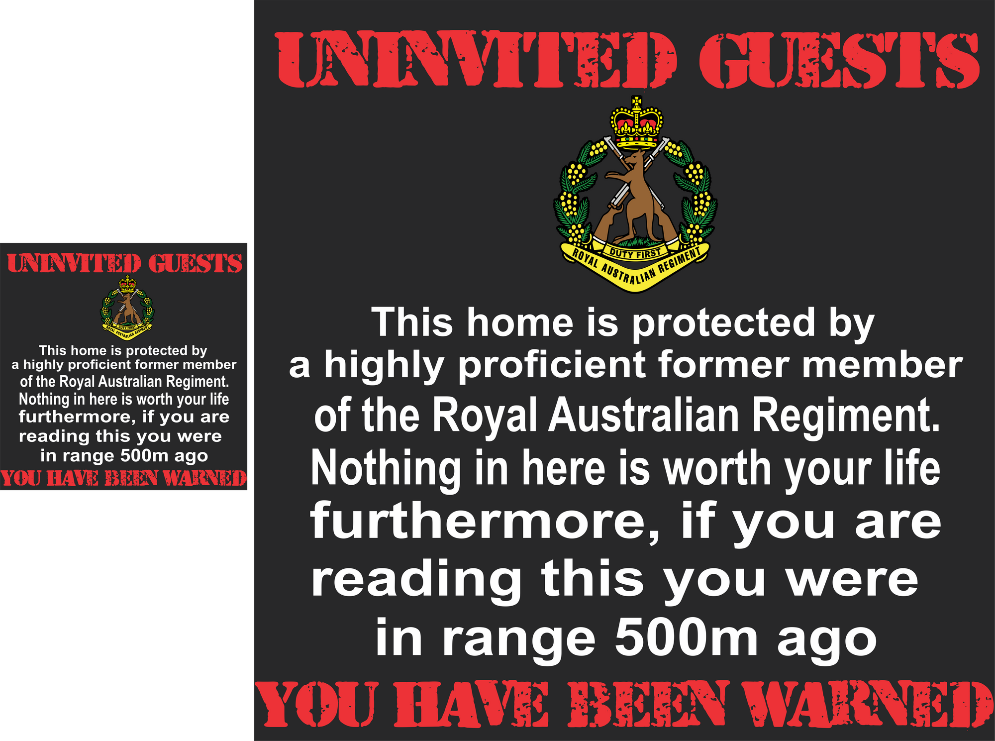 uninvited guests letterbox sticker 100 mm x 100 mm